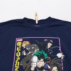 My Hero Academia Casual Pullover Short Sleeve Graphic T Shirt Mens Size L Blue